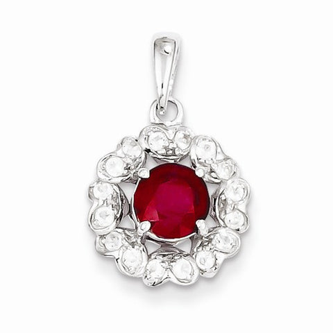 Sterling Silver Rhodium Plated White Topaz & African Ruby Pendant, Appealing Pendants for Necklace