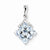 Sterling Silver Rhodium Plated Diamond & Aquamarine pendant, Dazzling Pendants for Necklace