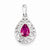 Sterling Silver Rhodium Plated Pink Tourmaline Teardrop Pendant, Pendants for Necklace