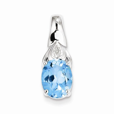 Sterling Silver Diamond and Blue Topaz pendant, Delightful Pendants for Necklace