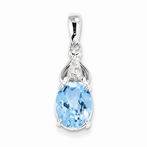 Sterling Silver Diamond and Blue Topaz pendant, Lovely Pendants for Necklace