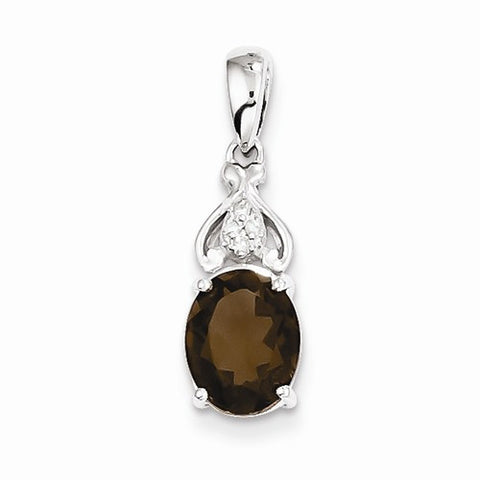 Sterling Silver Diamond and Smokey Quartz pendant, Alluring Pendants for Necklace