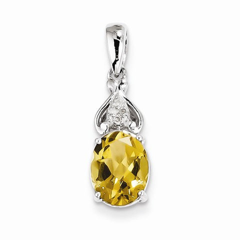 Sterling Silver Diamond and Whiskey Quartz pendant, Appealing Pendants for Necklace