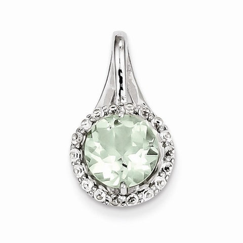 Sterling Silver White Topaz & Green Quartz Circle Pendant, Pendants for Necklace