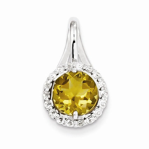 Sterling Silver White Topaz & Whisky Quartz Circle Pendant, Pendants for Necklace