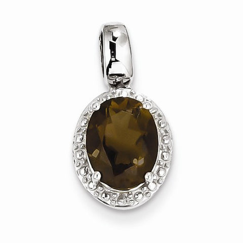 Sterling Silver with Smoky Quartz Oval Pendant, Pendants for Necklace