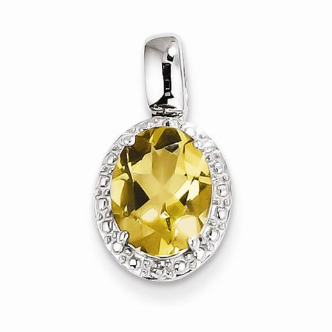 Sterling Silver with Whisky Quartz Oval Pendant, Pendants for Necklace