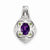 Sterling Silver White/Green Diamond & African Amethyst Pendant, Pendants for Necklace