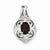 Sterling Silver White/Green Diamond & Garnet Oval Pendant, Pendants for Necklace
