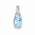 Sterling Silver Diamond & Light Swiss Blue Topaz Oval Pendant, Appealing Pendants for Necklace