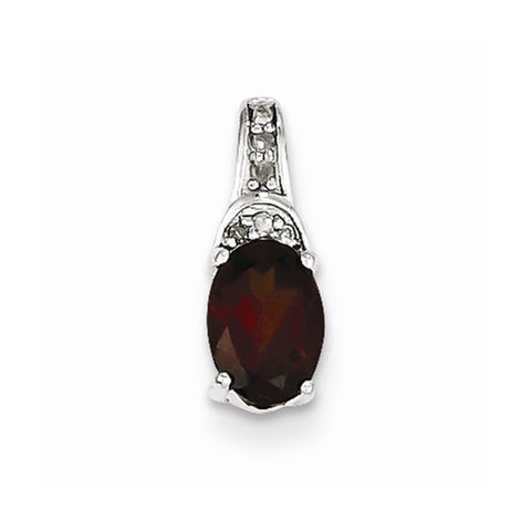Sterling Silver Diamond & Garnet Oval pendant, Adorable Pendants for Necklace