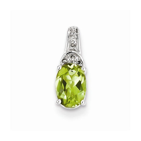 Sterling Silver Diamond & Peridot Oval pendant, Dazzling Pendants for Necklace