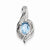 Sterling Silver Diamond & Light Swiss Blue Topaz Oval pendant, Stylish Pendants for Necklace