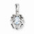 Sterling Silver Rhodium Plated Dia. & Aquamarine Oval pendant, Adorable Pendants for Necklace