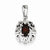 Sterling Silver Rhodium Plated Diamond & Garnet Oval pendant, Delightful Pendants for Necklace