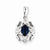 Sterling Silver Rhodium Plated Diamond & Sapphire Oval pendant, Fine Pendants for Necklace