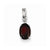 Sterling Silver Rhodium Plated Diamond & Garnet Oval pendant, Stylish Pendants for Necklace