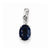 Sterling Silver Rhodium Plated Diamond & Sapphire Oval pendant, Appealing Pendants for Necklace