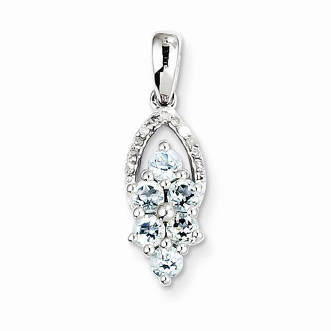 Sterling Silver Diamond & Aquamarine pendant, Charm