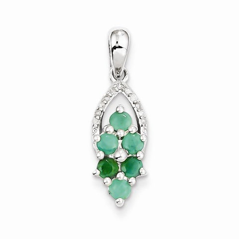 Sterling Silver Diamond & Emerald Pendant, Pendants for Necklace