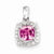 Sterling Silver Diamond & Pink Tourmaline Square pendant, Dazzling Pendants for Necklace