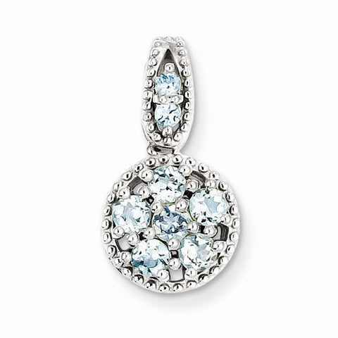Sterling Silver & Aquamarine Circle Pendant, Pendants for Necklace