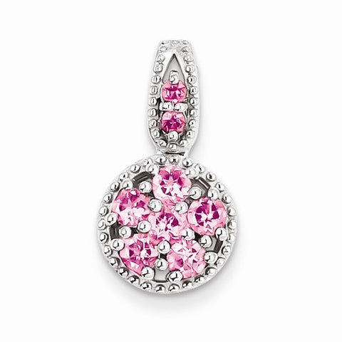 Sterling Silver & Pink Tourmaline Circle Pendant, Pendants for Necklace