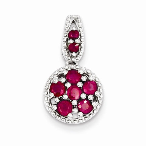 Sterling Silver & African Ruby Circle Pendant, Pendants for Necklace