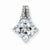 Sterling Silver Diamond & Aquamarine Square pendant, Exquisite Pendants for Necklace