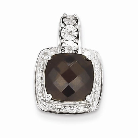 Sterling Silver Diamond Smoky Quartz pendant, Pretty Pendants for Necklace