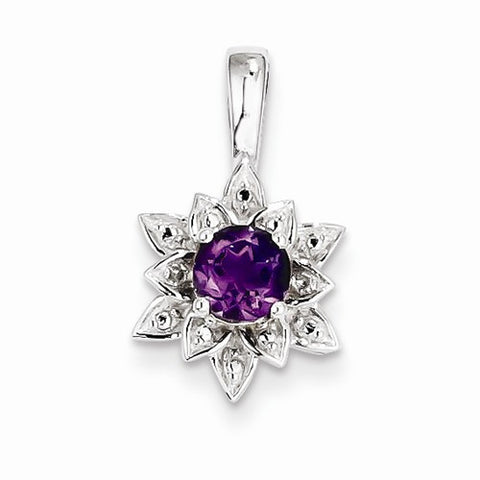Sterling Silver Diamond & Amethyst pendant, Charm