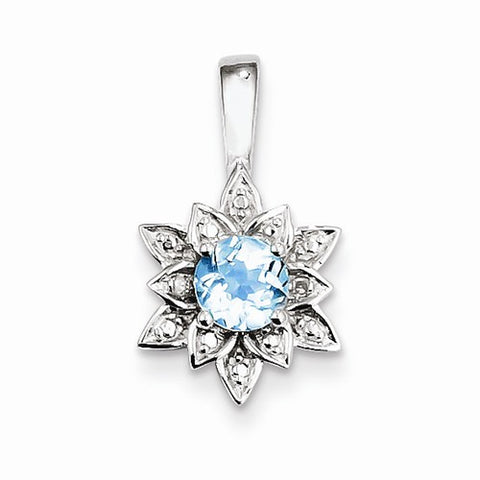 Sterling Silver Diamond & Light Blue Topaz pendant, Adorable Pendants for Necklace