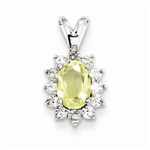Sterling Silver Diamond & Lemon Quartz Pendant, Gorgeous Pendants for Necklace