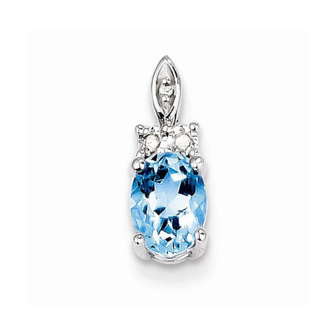 Sterling Silver Diamond & Light Blue Topaz pendant, Charm