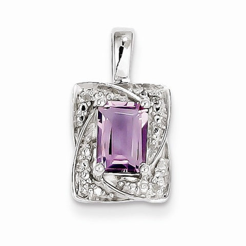 Sterling Silver Diamond & Pink Amethyst pendant, Pretty Pendants for Necklace