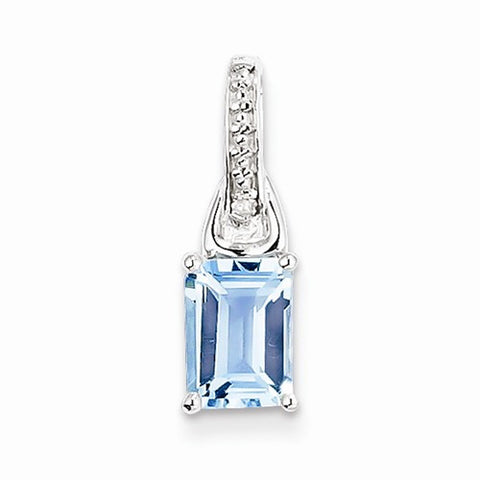 Sterling Silver Diamond & Light Blue Topaz pendant, Exquisite Pendants for Necklace