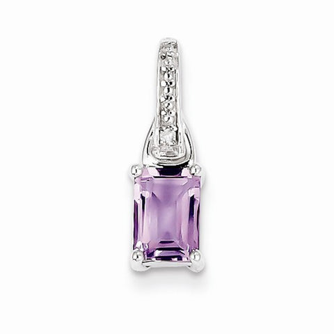 Sterling Silver Diamond & Pink Amethyst Pendant, Pendants for Necklace