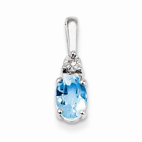Sterling Silver Diamond & Light Blue Topaz pendant, Classy Pendants for Necklace