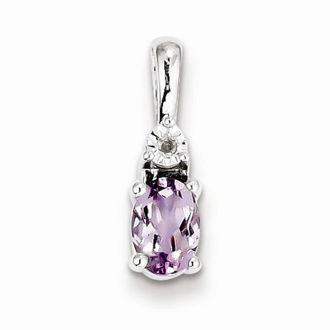 Sterling Silver Diamond & Pink Amethyst pendant, Appealing Pendants for Necklace