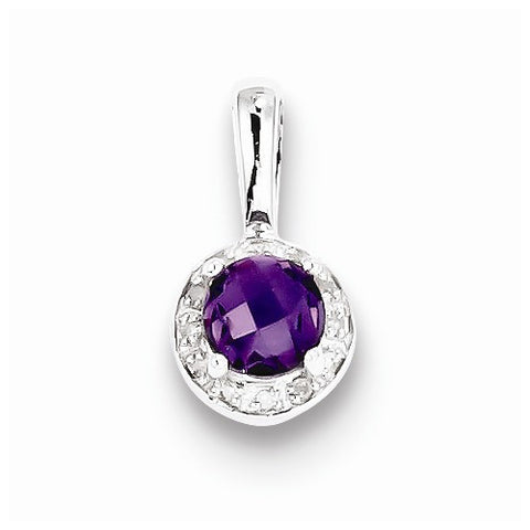Sterling Silver Diamond Amethyst Pendant, Adorable Pendants for Necklace