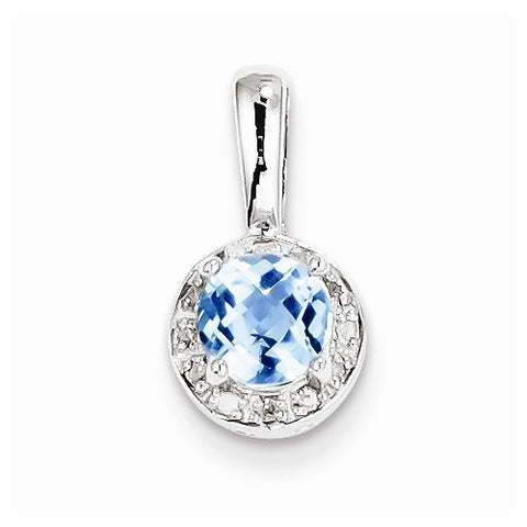 Sterling Silver Diamond Light Swiss Blue pendant, Dazzling Pendants for Necklace