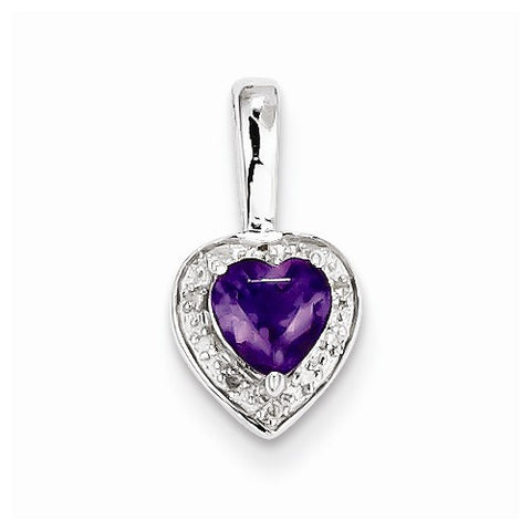 Sterling Silver Diamond Amethyst pendant, Charm