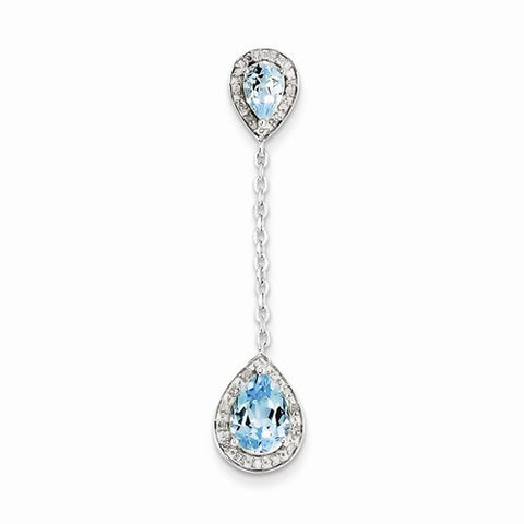 Sterling Silver Diamond Light Swiss Blue pendant, Charm