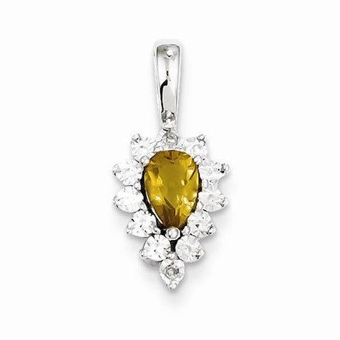 Sterling Silver Diamond Whiskey Quartz pendant, Lovely Pendants for Necklace