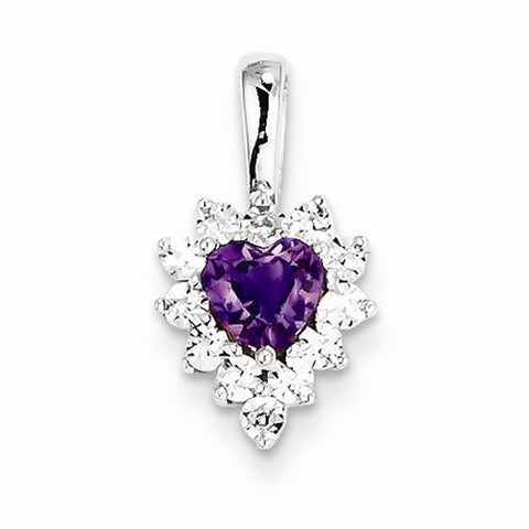 Sterling Silver Diamond Amethyst pendant, Classy Pendants for Necklace
