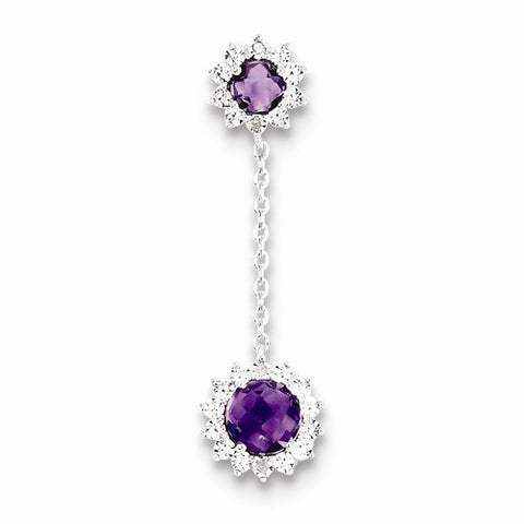 Sterling Silver Diamond Amethyst Pendant, Delightful Pendants for Necklace