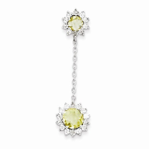 Sterling Silver Diamond Lemon Quartz pendant, Fine Pendants for Necklace