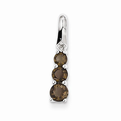 Sterling Silver Smoky Quartz Diamond Pendant, Stylish Pendants for Necklace