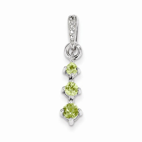 Sterling Silver Peridot Diamond Pendant, Charm