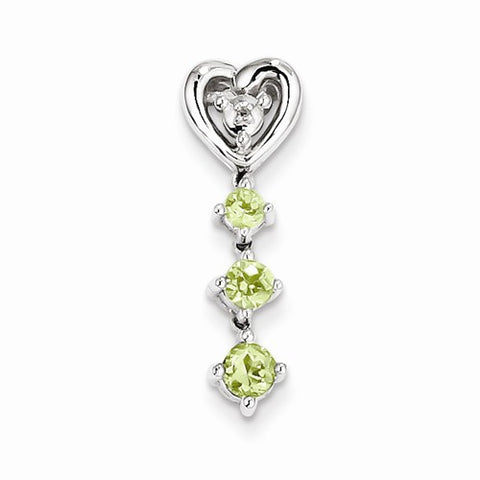 Sterling Silver Peridot Diamond pendant, Pretty Pendants for Necklace